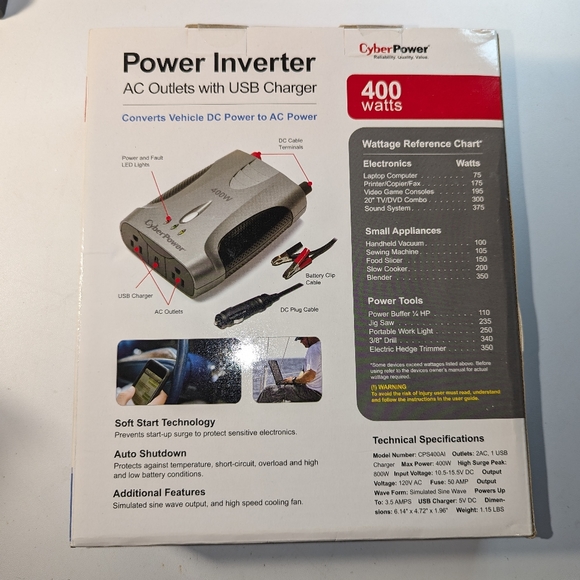CYBERPOWER CPS400AI 400ai 400w power inverter usb - Picture 4 of 4